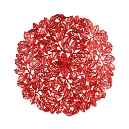 Tányéralátét - piros  - fémes hatású - kör - PVC - 38 cm