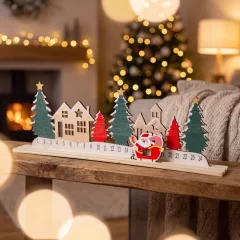 Adventi naptár - karácsonyi falu - MDF - 40 x 12 cm