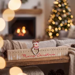   Adventi naptár - "Merry Christmas" rénszarvas - MDF - 40 x 11 cm