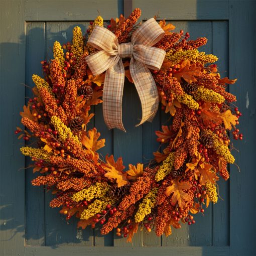 Őszi dekoráció - köles ág - 2 féle - 18,6 cm - 6 db / csomag