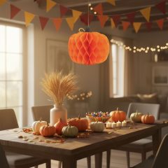 Őszi dekoráció - lampion tök - papír - 30 cm