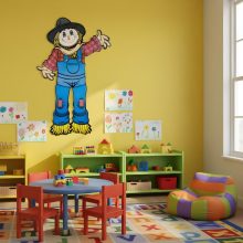 Őszi dekoráció - Madárijesztő - mozgatható végtagokkal - papír - 91,4 cm