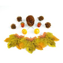 Őszi dekoráció - falevél, toboz, tök szett - 4 féle