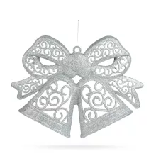 Karácsonyi dekoráció - masni - akasztható - ezüst - 35 cm