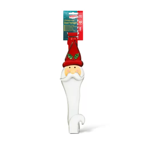 Karácsonyi kopogtató, ajtódísz tartó - fém - mikulás - 38 cm