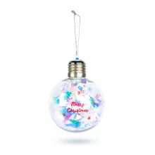 Karácsonyi LED-es gömb - RGB LED - átlátszó - műanyag - 8 cm - 3 x LR44