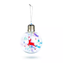 Karácsonyi LED-es gömb - RGB LED - átlátszó - műanyag - 8 cm - 3 x LR44