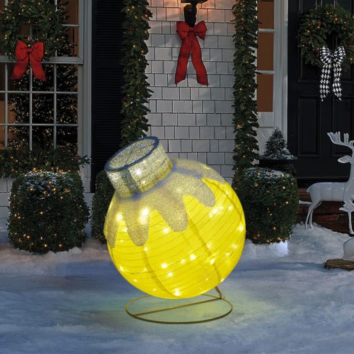 Világító dekoráció - gömbdísz - 60 LED - 60 x 83 cm - arany - 100-200V AC