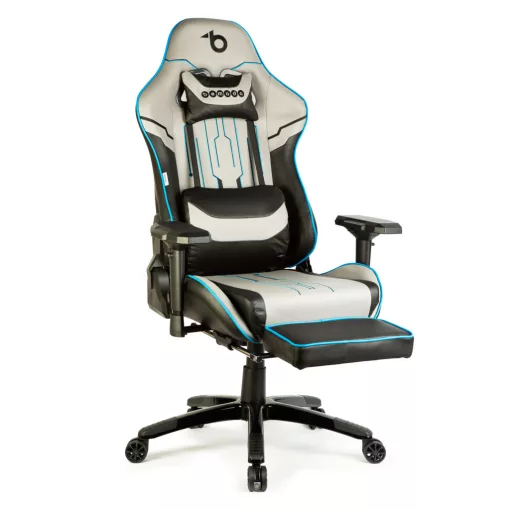 Gamer szék párnával - szürke/fekete/kék - 84 x 52 / 48 x 50 cm