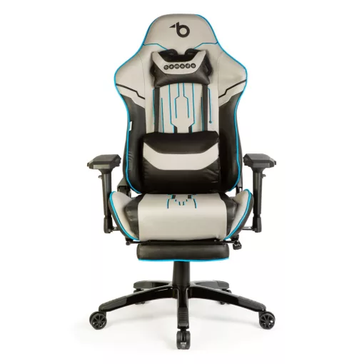 Gamer szék párnával - szürke/fekete/kék - 84 x 52 / 48 x 50 cm