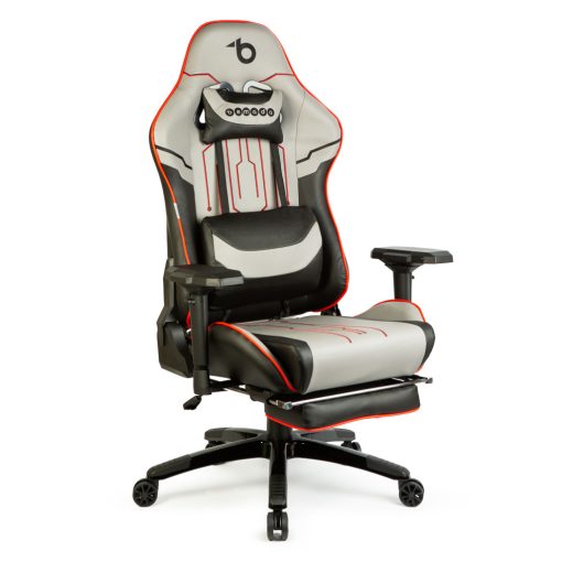 Gamer szék párnával - szürke/fekete/piros- 84 x 52 / 48 x 50 cm