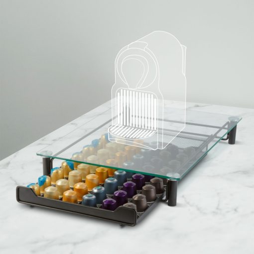 Fém kávékapszula tartó - 60 db Nespresso kapszulához - 410 x 260 x 60 mm - matt fekete