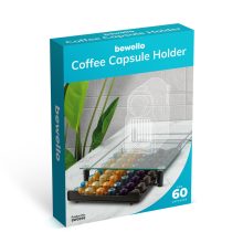 Fém kávékapszula tartó - 60 db Nespresso kapszulához - 410 x 260 x 60 mm - matt fekete