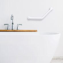 Fürdőszobai kapaszkodó - 45°-ban hajlított - rozsdamentes acél - fehér - 25 + 25 cm