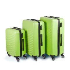   3 részes merevfalú bőrönd szett - zöld - 2x nagy, 1x kicsi (76+72+55cm) ABS++