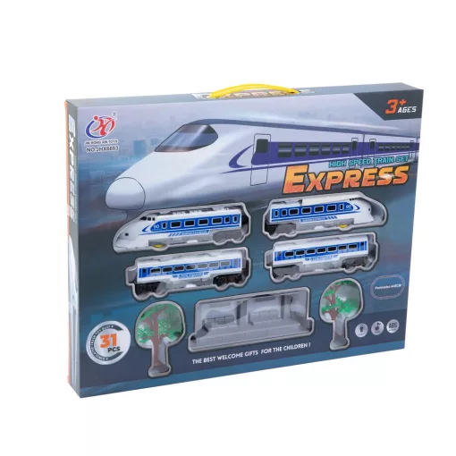 Express kisvasút - vasútállomással - elemes - 5 féle pálya