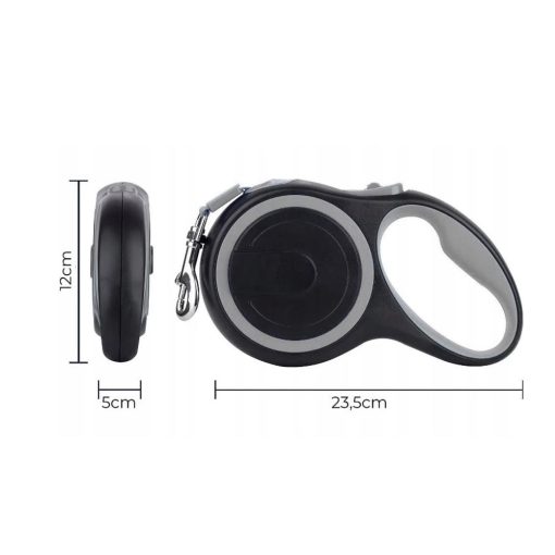 Póráz - 8 m - fekete / szürke