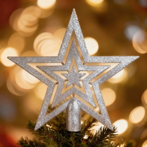 Karácsonyfadísz szett - 100 db gömb + csúcsdísz - ezüst