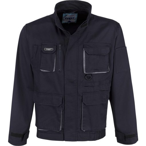 Munkakabát dzseki fazonú rejtett húzózáras nyolc zseb TOP016, sötétkék, M