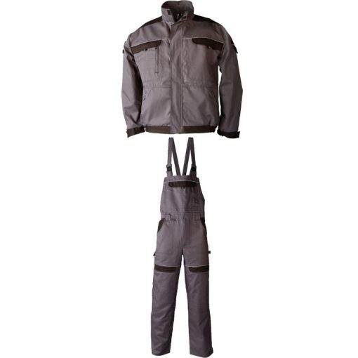 Szett TOP022 munkakabát + TOP024 kantáros nadrág (100%pamut) szürke, S