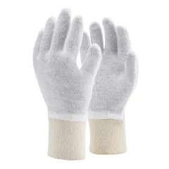   Kesztyű kötött vékony pamut/poliészter duplaszálas TOP COPE2 THIN, fehér, 10