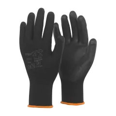   Védőkesztyű PU mártott nylon gumirozott mandzsetta TOP DEVIL+, fekete, 2XL