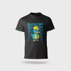   Póló kereknyakú Duck Off felirattal, 100% pamut 190g/m2, fekete, S