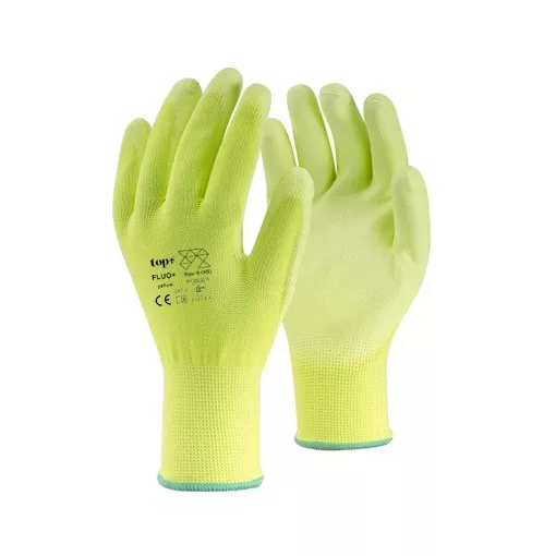 Kesztyű poliészter PU mártással TOP FLUO-Y PLUS, fluo srága, 7