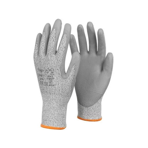 Védőkesztyű PU mártott kevertszálas vágásbiztos TOP GREY, szürke, 7