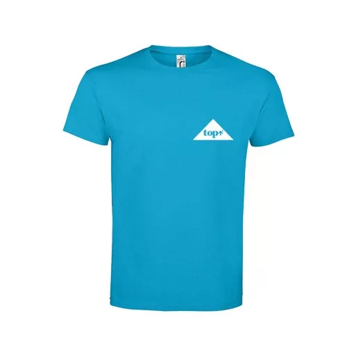 Póló (TOP logóval feliratozott, hímzett) kereknyakú TOP, vízkék, 2XL