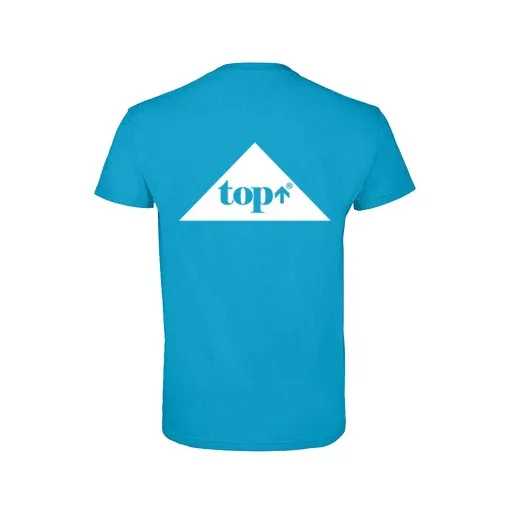 Póló (TOP logóval feliratozott, hímzett) kereknyakú TOP, vízkék, 2XL