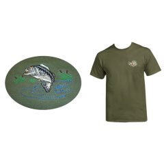 Póló (hal hímzéssel) kereknyakú katonai szín, 4XL