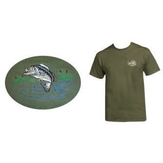 Hímzett kereknyakú póló, minta: hal