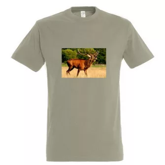 TOP kereknyakú póló szarvas fotóval, 100% pamut, 190 g/m2,