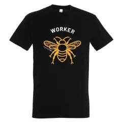   Póló (méhecske mintával Worker) kereknyakú TOP, deep black, 3XL