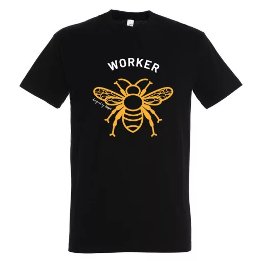 Póló (méhecske mintával Worker) kereknyakú TOP, deep black, 3XL