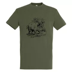   Póló (vaddisznó mintával) kereknyakú (100%pamut 190 g/m2) TOP, katonai szín, 4XL