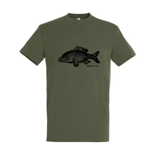 Póló (ponty mintával) kereknyakú (100%pamut 190gr/m2) TOP, katonai szín, 2XL