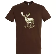   Póló (szarvas mintával) kereknyakú (100%pamut 190gr/m2) TOP, kávé, 3XL