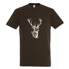   Póló (szarvasfej mintával) kereknyakú (100%pamut 190gr/m2) TOP, csokoládé, 3XL