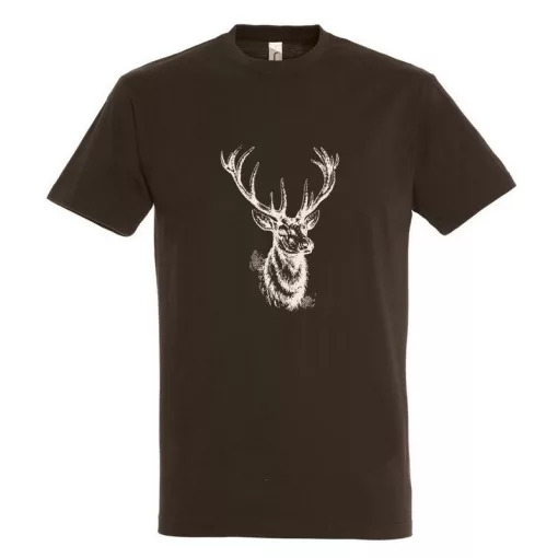 Póló (szarvasfej mintával) kereknyakú (100%pamut 190gr/m2) TOP, csokoládé, 3XL