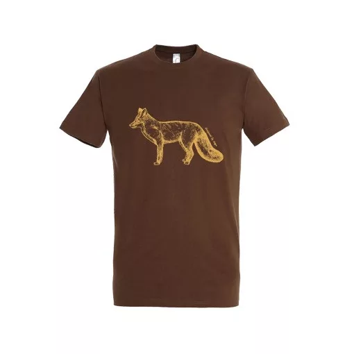 Póló (róka mintával) kereknyakú (100%pamut 190gr/m2) TOP, barna, 3XL