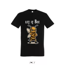 Póló (méhecske mintával Let it Bee) kereknyakú TOP, deep black, S
