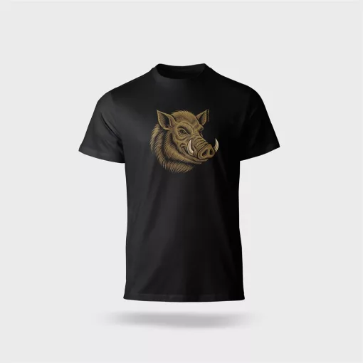 Póló (vaddisznó mintával) kereknyakú TOP, deep black, 5XL