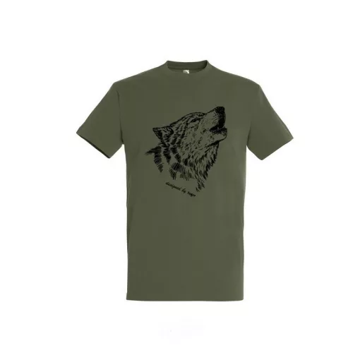 Póló (farkas mintával) kereknyakú (100%pamut 190gr/m2) TOP, katonai szín, M