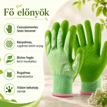 Kesztyű gyerek TOP SMILEY latex mártás, gumírozott mandzsetta, zöld, XS