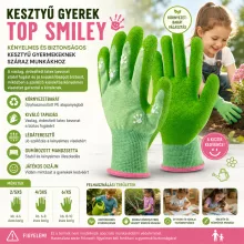 Kesztyű gyerek TOP SMILEY latex mártás, gumírozott mandzsetta, zöld, XS