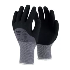   Kesztyű nylon, homokszemcsés nitrilhabba mártott, TOP SNS-2, fekete/szürke, 10