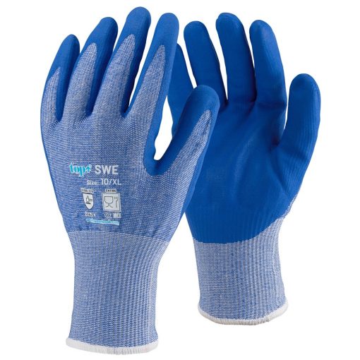 TOP SWE vágásbiztos védőkesztyű, nitril mikrohabos tenyér, kék, 9
