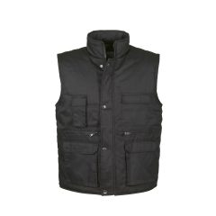   TOP VEST BASIC bélelt mellény, 80% poliészter, 20% pamut, multifunkciós zsebek, fekete, 2XL